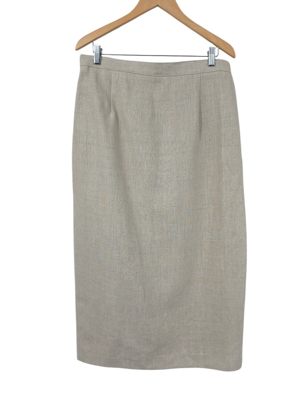 Ambitions Linen Vintage Neutral Beige Tea Length Skirt